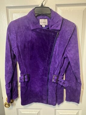 Linea Louis Dell’Olio XXS Purple Genuine Leather Moto Jacket